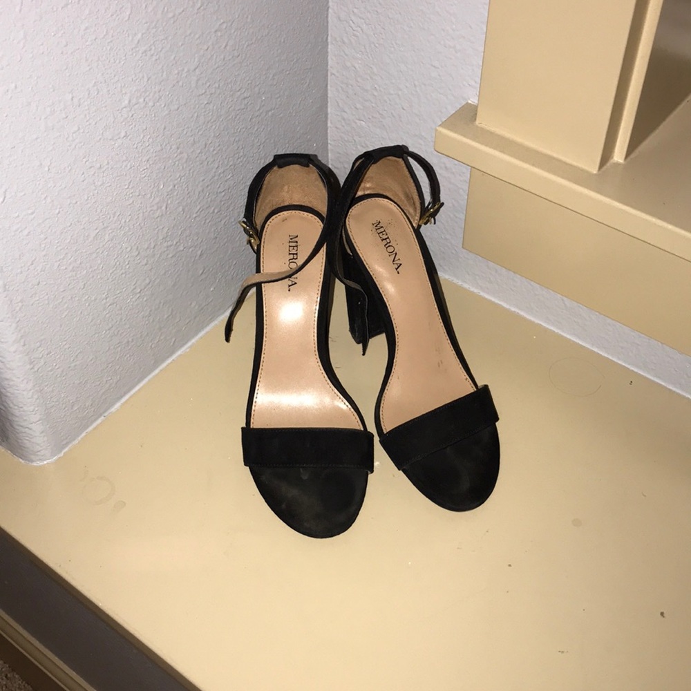 Black strap heels